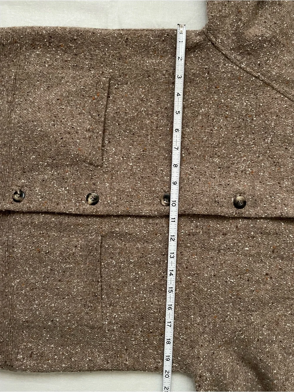 Eileen Fisher Heather Brown Knit Button-Front Wool blend cardigan
